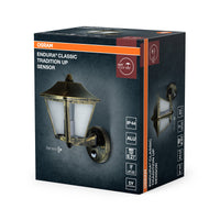 OSRAM ENDURA Classic Deckenleuchte mit Sensor, Schwarz-Gold, E27, IP44, ideal für Außenbereiche, max. 60 W, ohne Leuchtmittel