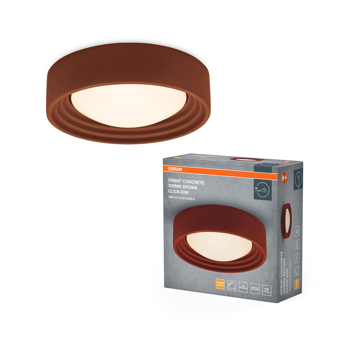 OSRAM ORBIS Concrete Deckenleuchte 300mm 13W 800lm braun