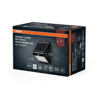OSRAM ENDURA BUTTERFLY Solar-Flutlicht, schwarz, 4W, 500lm, Bewegungs- & Lichtsensor, Outdoor-Leuchte, Batterie aufladbar, lange Lebensdauer, einfache Montage, IP65, 4000K