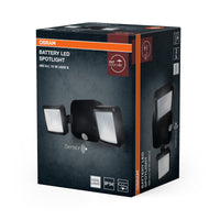OSRAM Battery Spotlight, Außenleuchte, Schwarz, 10W, 4000K, IP54, Licht- und Bewegungssensor, batteriebetrieben, einfache Montage, 480 lm