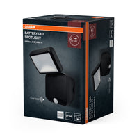 OSRAM Außenleuchte, Battery LED Spotlight, Schwarz, 4W, 4000K, IP54, Bewegungs- und Lichtsensor, batteriebetrieben, einfache Montage, 260 lm