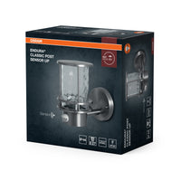 OSRAM ENDURA Classic Außenleuchte mit Bewegungssensor, IP44, Edelstahl in Stahlgrau, E27-Fassung, Leuchtmittel nicht im Lieferumfang enthalten