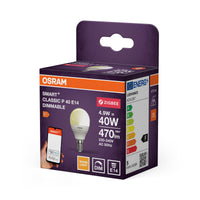 OSRAM SMART+ ZIGBEE Classic Dimmable in P-Form, LED-Lampe, Matt, 4,9 W, 470 lm, 2700 K, Wifi, Google Assistant, Amazon Alexa, Smartspeaker-Kompatibel, Dimmbar, CRI 80
