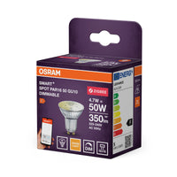 OSRAM SMART+ ZIGBEE Spot Dimmable in PAR16-Form, LED-Spot, Glas, 4,7 W, 350 lm, 2700 K, ZigBee, Google Assistant, Amazon Alexa, Smartspeaker-Kompatibel, Dimmbar, CRI 80