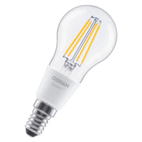 OSRAM SMART+ MATTER Filament Classic shapes Dimmable in P-Form, LED-Lampe, Bleifreies Glas, Klar, 4 W, 470 lm, warmweiß, 2700 K, Matter, Smartspeaker-Kompatibel, Dimmbar
