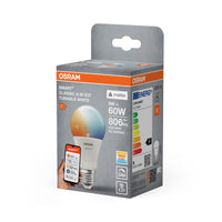 OSRAM SMART+ MATTER Classic shapes Tunable white in A-Form, LED-Lampe, Matt, 9 W, 806 lm, von 2700 bis 6500 K, Matter, Smartspeaker-Kompatibel, Dimmbar