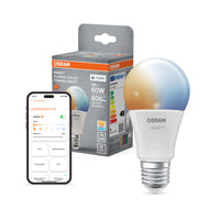 OSRAM SMART+ MATTER Classic shapes Tunable white in A-Form, LED-Lampe, Matt, 9 W, 806 lm, von 2700 bis 6500 K, Matter, Smartspeaker-Kompatibel, Dimmbar