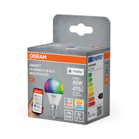 OSRAM SMART+ MATTER Classic shapes Multicolor in P-Form, LED-Lampe, Matt, 4,9 W, 470 lm, von 2700 bis 6500 K, Matter, Smartspeaker-Kompatibel, Dimmbar