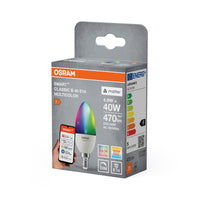 OSRAM SMART+ MATTER Classic shapes Multicolor in B-Form, LED-Lampe, Matt, 4,9 W, 470 lm, von 2700 bis 6500 K, Matter, Smartspeaker-Kompatibel, Dimmbar