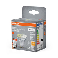 OSRAM SMART+ MATTER Spot Dimmable in PAR16-Form, LED-Spot, Glas, 4,7 W, 350 lm, 2700 K, Matter, Google Assistant, Amazon Alexa, Smartspeaker-Kompatibel, Dimmbar, CRI 80