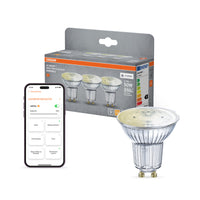 OSRAM SMART+ MATTER Spot Dimmable in PAR16-Form, LED-Spot, Glas, 4,7 W, 350 lm, 2700 K, Matter, Google Assistant, Amazon Alexa, Smartspeaker-Kompatibel, Dimmbar, CRI 80