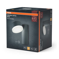 OSRAM ENDURA Style LED-Außenleuchte mit drehbarem Kopf und direktem Licht in Dunkelgrau aus Aluminium, IP44-Schutz, für Terrasse und Balkon