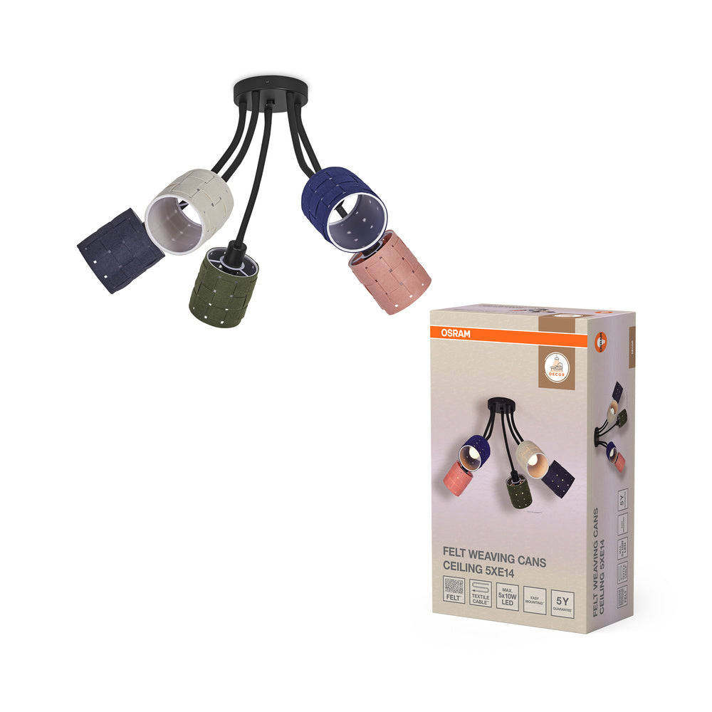 OSRAM DECOR Deckenleuchte Decor Felt Weaving Cans, 5xE14