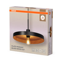 OSRAM DECOR Plate Pendant E27 Pendelleuchte Black Wood