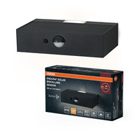 OSRAM ENDURA STYLE BRICKLUME Sensor, Solarleuchte, 3W, 300lm, grau, dunkelgrau, indirekte Beleuchtung, Bewegungsmelder, Tageslichtsensor, IP65, 3. 000K Farbtemperatur, warmweiße Lichtfarbe