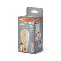 OSRAM SMART+ MATTER Filament Classic shapes Dimmable in Edison-Form, LED-Lampe, Glas, Gold, 6 W, 680 lm, 2400 K, Matter, Smartspeaker-Kompatibel, Dimmbar