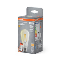 OSRAM SMART+ MATTER Filament Classic shapes Dimmable in Edison-Form, LED-Lampe, Glas, klar, 6 W, 806 lm, 2700 K, Matter, Smartspeaker-Kompatibel, Dimmbar