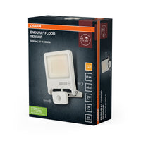 OSRAM ENDURA FLOOD PC 50W LED-Fluter mit Sensor, 3000K warmweiß, 5000 Lumen, IP44 Flutlicht PIR-Melder, Dämmerungsfunktion 2-1000 Lux