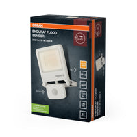 OSRAM ENDURA FLOOD PC 30W LED-Fluter mit Sensor, 3000K warmweiß, 3000 Lumen, IP44 weißes Flutlicht IR-Sensor, Lux-Einstellung 2-1000