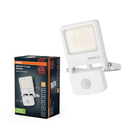 OSRAM ENDURA FLOOD PC 20W LED-Fluter mit Sensor, 3000K warmweiß, 1800 Lumen, IP44 Flutlicht IR-Melder, Tageslichtabschaltung, Weiß