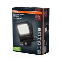 OSRAM ENDURA FLOOD PC 50W LED-Fluter mit Sensor, 4000K, 5000 Lumen, IP44 Flutlicht IR-Melder, einstellbare Reichweite bis 9m, Dunkelgrau