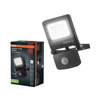 OSRAM ENDURA FLOOD PC 20W LED-Fluter mit Sensor, 4000K, 1800 Lumen, IP44 Flutlicht IR-Bewegungsmelder, Zeit/Lux einstellbar, Dunkelgrau