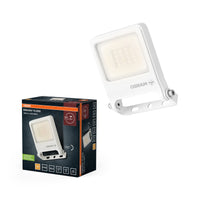 OSRAM ENDURA FLOOD PC 10W LED-Fluter, 3000K warmweiß, 1000 Lumen, IP65 weißes Flutlicht, recyceltes Material, 180° Montagebügel, Weiß