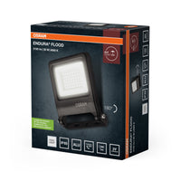 OSRAM ENDURA FLOOD PC 30W LED-Fluter, 4000K kaltweiß, 3000 Lumen, IP65 Flutlicht, Montagebügel 180°, 100 lm/W, Grau
