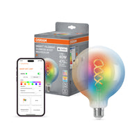 OSRAM SMART+ MATTER Filament Classic shapes multicolor in Globus-Form, LED-Lampe, Glas, klar, 4,8 W, (ex 40 W), 470 lm, RGBW, Matter, Smartspeaker-Kompatibel, Dimmbar