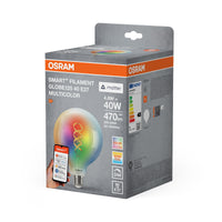 OSRAM SMART+ MATTER Filament Classic shapes multicolor in Globus-Form, LED-Lampe, Glas, klar, 4,8 W, (ex 40 W), 470 lm, RGBW, Matter, Smartspeaker-Kompatibel, Dimmbar