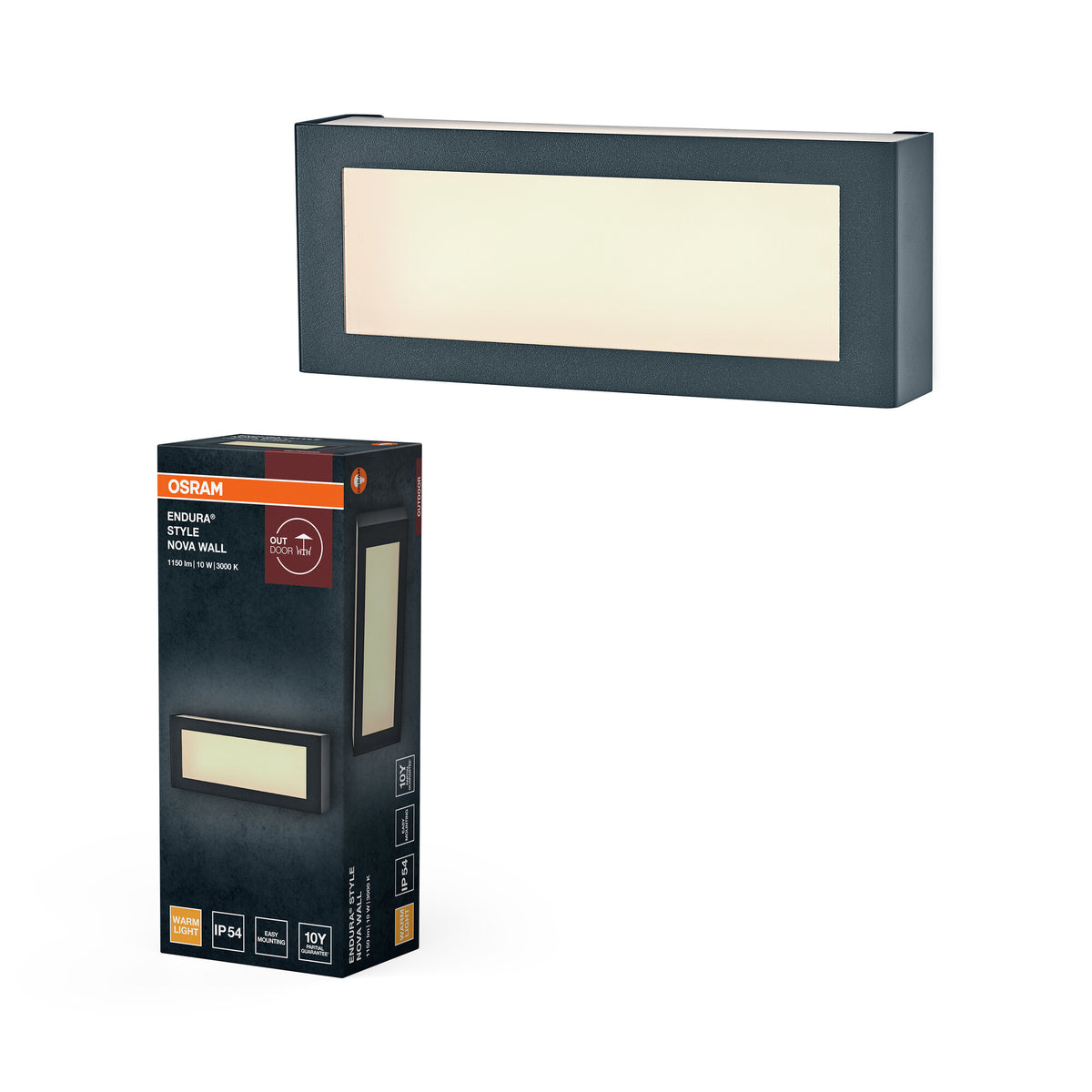 OSRAM Endura Style LED Wandleuchte Nova, 10W, 3000K warmweiß, 700 lm, IP54, Aluminium dunkelgrau, 3 Wege
