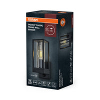 OSRAM Endura Classic LED Wandleuchte Frame, E27 Fassung, PIR Sensor, IP44, Aluminium dunkelgrau, Glas
