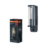 OSRAM Endura Classic LED Wandleuchte Tubular, E27 Fassung, PIR Sensor, IP44, Aluminium dunkelgrau, Glas