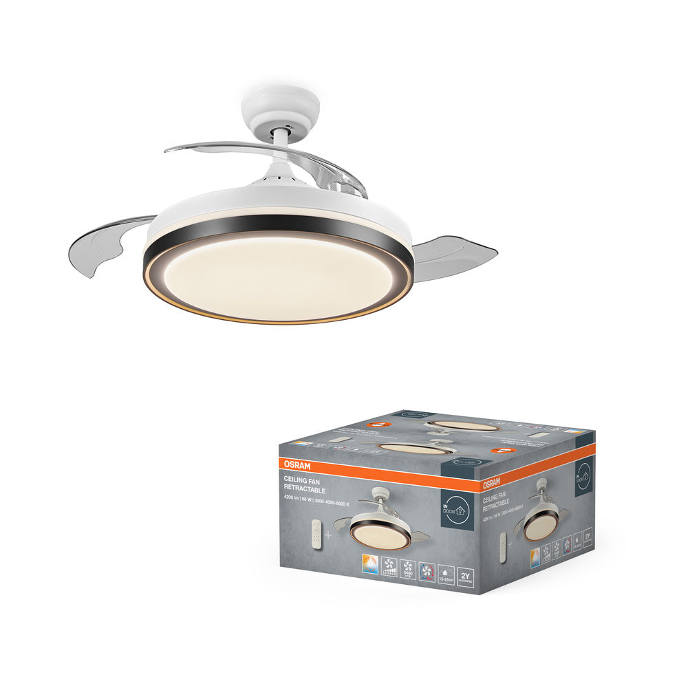 Ceiling Fan Retractable 1070 66W White