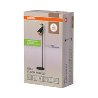 OSRAM Decor Bell Stehleuchte E27 Schwarz 250mm, Stehlampe, Metall, PCR, mit flexibel einstellbarem Schirm