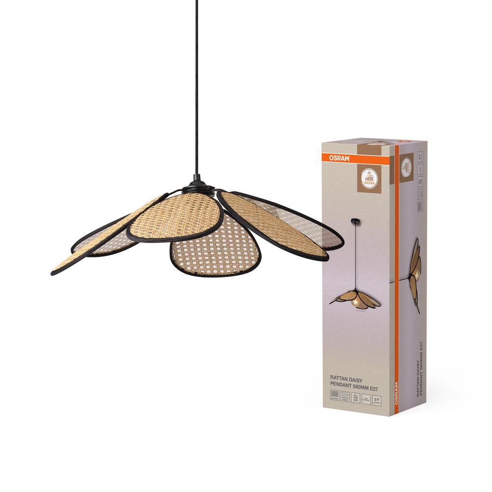 Decor Rattan Daisy Pendant 580 E27 Brown