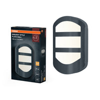 OSRAM ENDURA Style Plate Wall, Außenwandleuchte Dunkelgrau Edelstahl, 12W, 600lm, 3000K, IP44