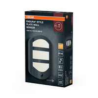 OSRAM ENDURA Style Plate Wall Sensor, Außenwandleuchte Dunkelgrau, 12,5W, 630lm, 3000K, IP44, Bewegungssensor