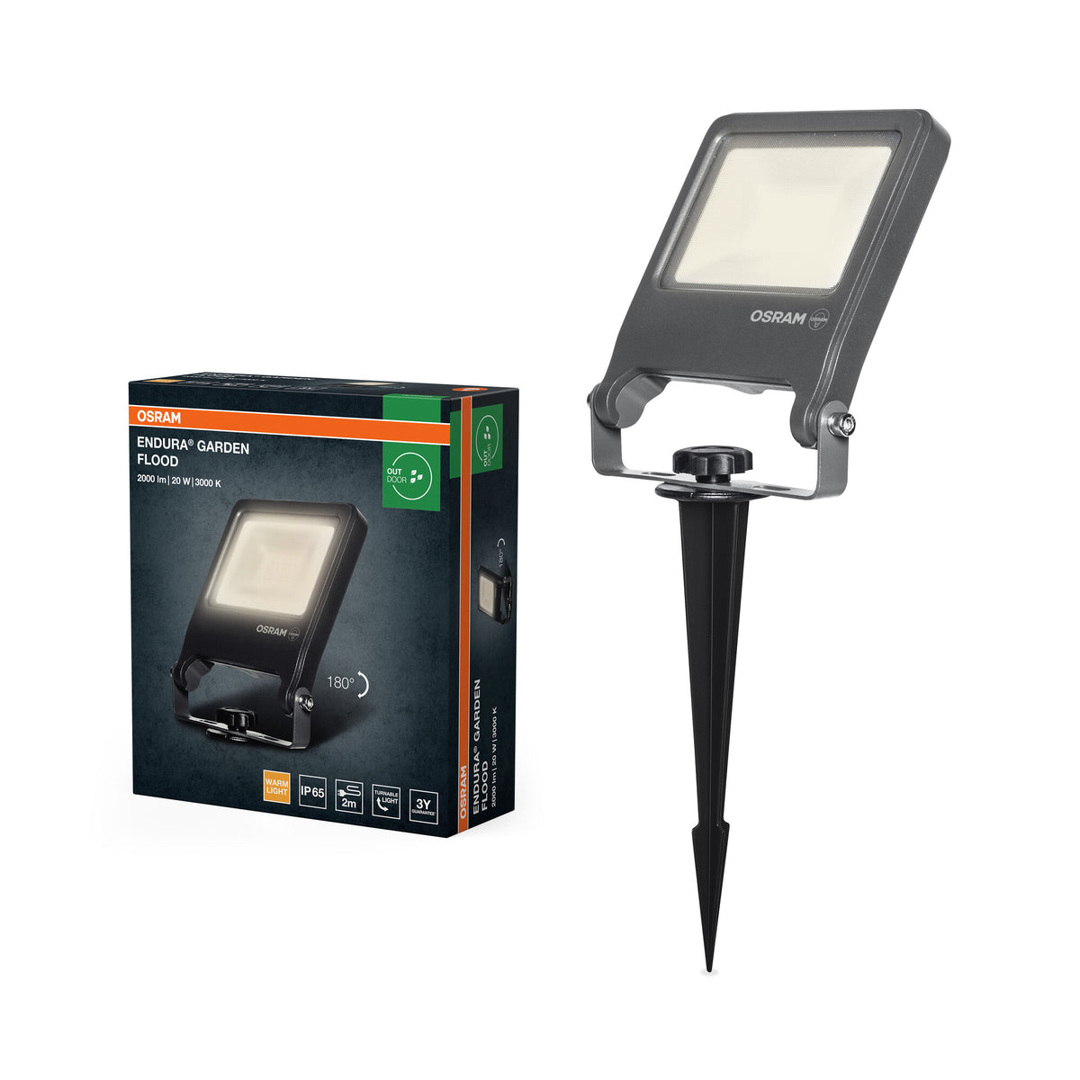 OSRAM ENDURA® Garten-Außenstrahler Spike 20W 3000K