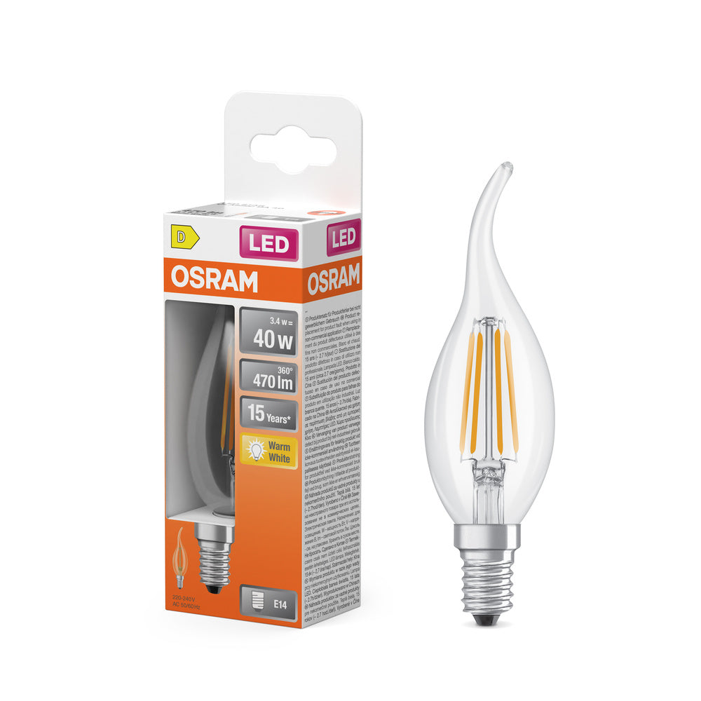 OSRAM LED Retrofit Classic BA 3.4W 827 klar E14