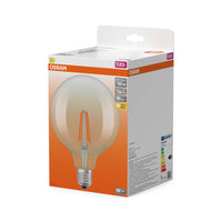OSRAM LED-Lampen, klassische Ballform, 60 Watts Ersatz, E27, G125, 2700 Kelvin, Warm weiß, Klares Glas, single Pack