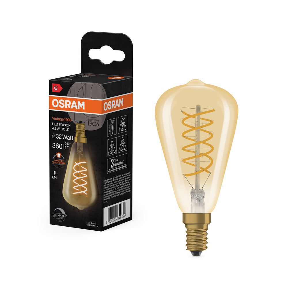 OSRAM Vintage 1906® LED Classic Edison dimmbar 4.8W 822 Gold E14 2