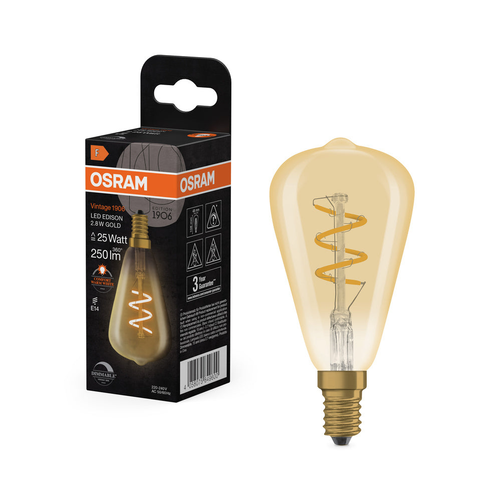 OSRAM Vintage 1906® LED Classic Edison dimmbar 2.8W 822 Gold E14 2