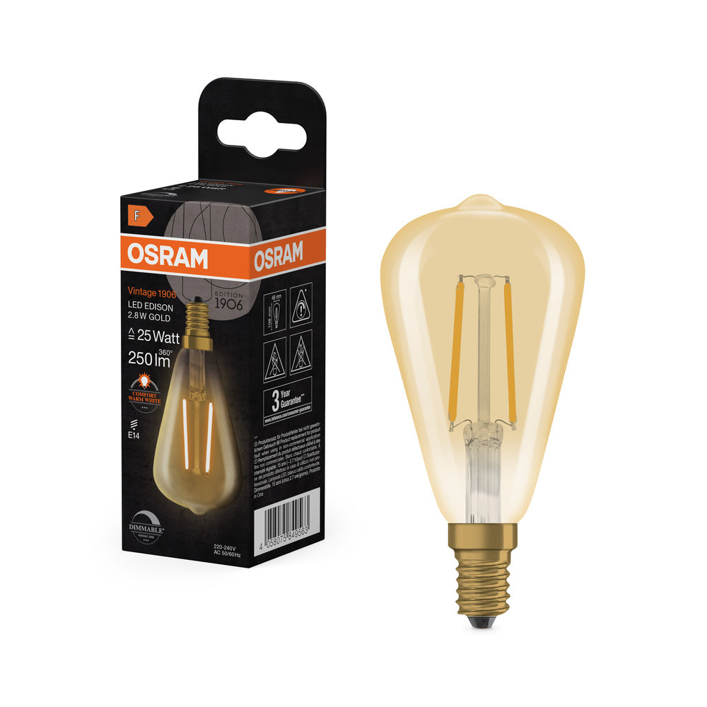 OSRAM Vintage 1906® LED Classic Edison dimmbar 2.8W 822 Gold E14 1