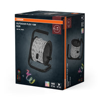 OSRAM Outdoor Flex RGB LED Streifen 15M IP65, inkl. Fernbedienung, bis 50 m erweiterbar, mit Kabeltrommel, Anschlusskabel, Zubehör