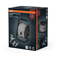 OSRAM Outdoor Flex LED Streifen 15M IP65, kaltweiß, bis 50 m erweiterbar, inkl. Kabeltrommel, Montagezubehör, Anschlusskabel