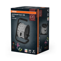 OSRAM Outdoor Flex RGB LED Streifen 10M IP65, inkl. Fernbedienung, bis 50 m erweiterbar, mit Kabeltrommel, Anschlusskabel, Zubehör