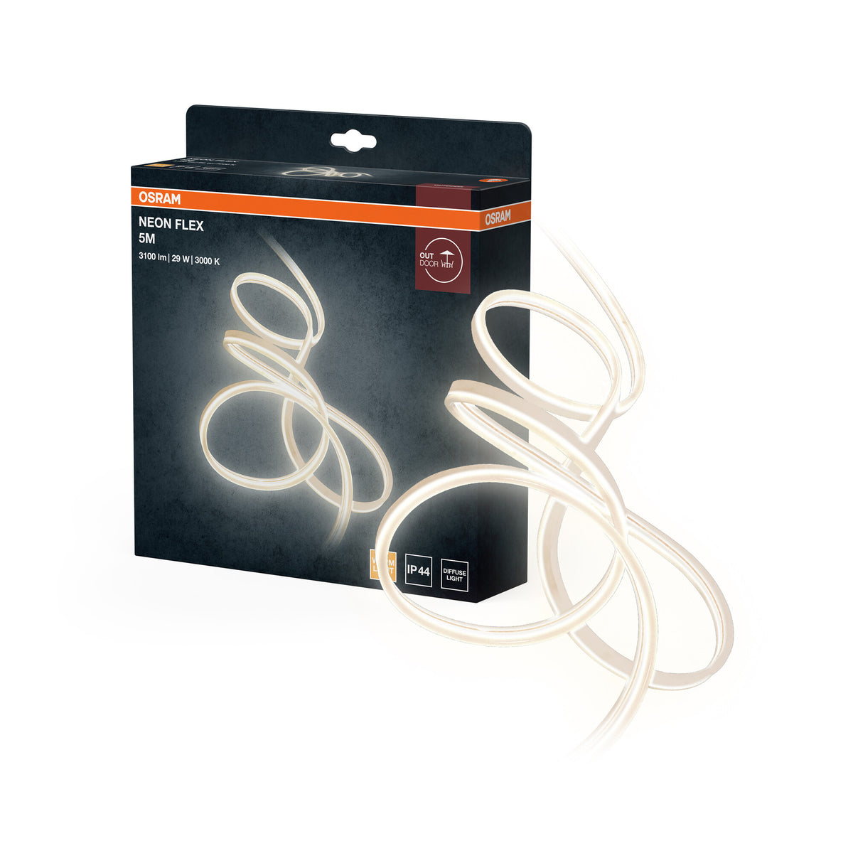 OSRAM Neon Flex dekorative Outdoor-LED-Strips warmweiß 5m aus Silikon, IP44-Schutz, indirekte und direkte Beleuchtung für Garten und Balkon