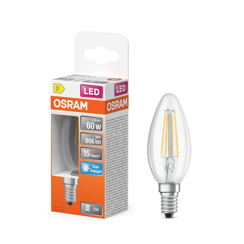 OSRAM LED Retrofit Classic B 5.9W 865 klar E14