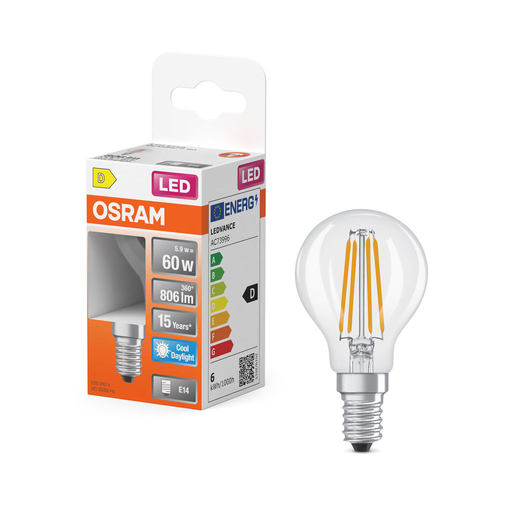 OSRAM LED Retrofit Classic P 5.9W 865 klar E14